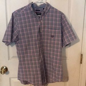 Chaps plaid short sleeved button down shirt